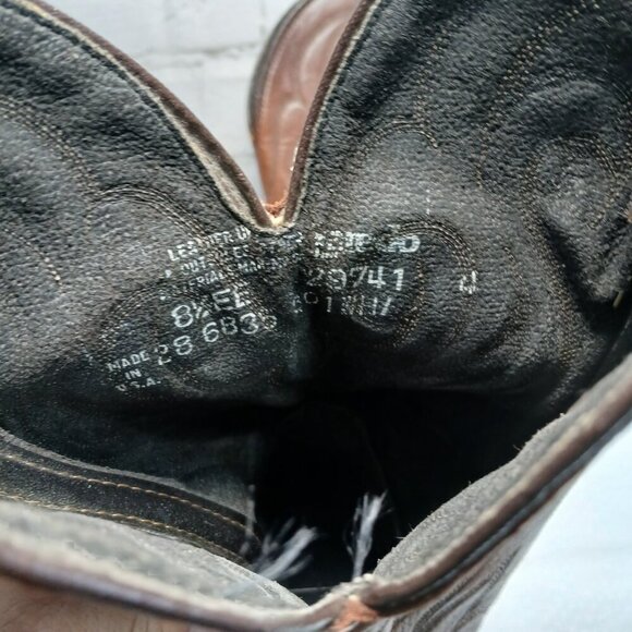 MENS VINTAGE LAREDO COWBOY BOOTS BROWN LEATHER POINT TOE SIZE 8.5 EE - Picture 4 of 12